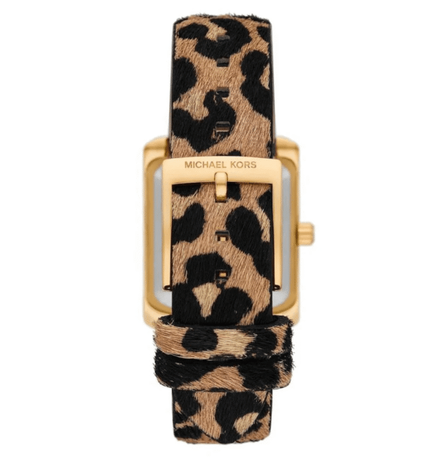 montre-michael-kors-emery-mk7387-dos-bracelet-leopard-fermoir.png Montre Michael Kors Emery MK7387 Femme — Dorée Cadran Noir Bracelet Léopard