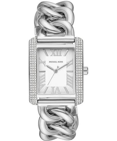 Montre Michael Kors Mini Emery MK7438 Femme – Boîtier Rectangulaire Serti de Cristaux & Bracelet Gourmette Acier Argenté