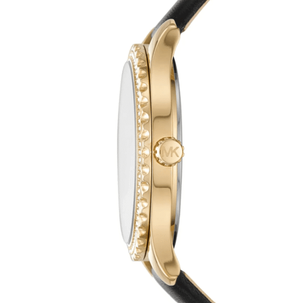 Michael Kors Layton MK2911 – Or Cristaux Cadran Nacré Noir Cuir (MK2911)