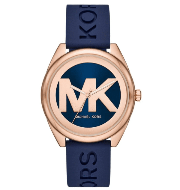 Michael Kors Janelle MK7140 – Or Rose Bracelet Silicone Bleu (MK7140)