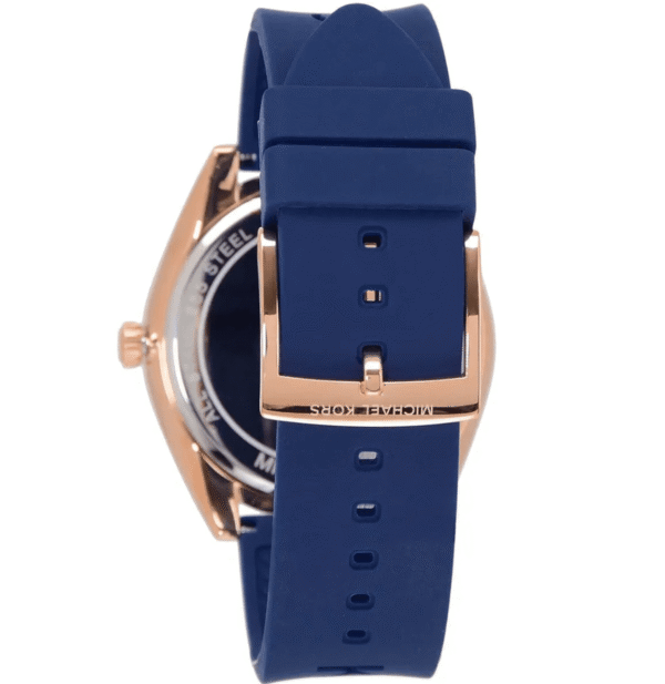 Michael Kors Janelle MK7140 – Or Rose Bracelet Silicone Bleu (MK7140)