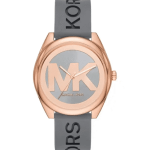 montre-michael-kors-mk7314-maroc-cadran-logo-mk.png Michael Kors Janelle MK7314 – Or Rose Bracelet Silicone Gris (MK7314)