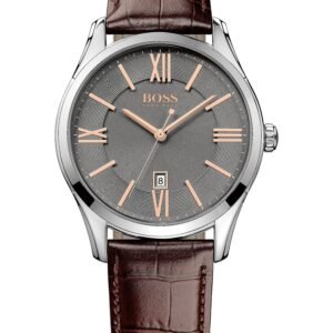 test-hb-1513041-21-1.jpg Montre Homme Hugo Boss 1513041 Ambassador – Cadran Gris & Bracelet Cuir Croco 43 mm